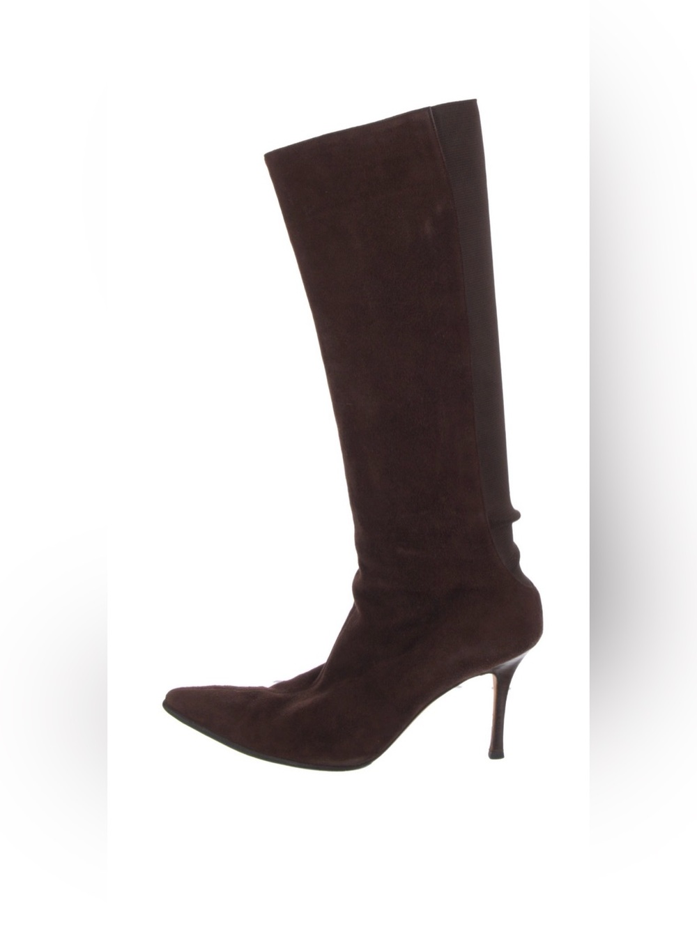 Manolo Blahnik Brown Suede Heel Pointed Toe Boots